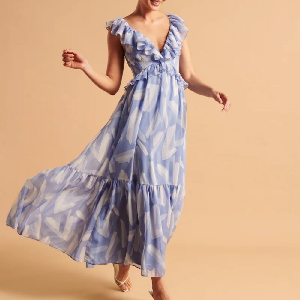 Abercrombie Drama Ruffle Maxi Dress